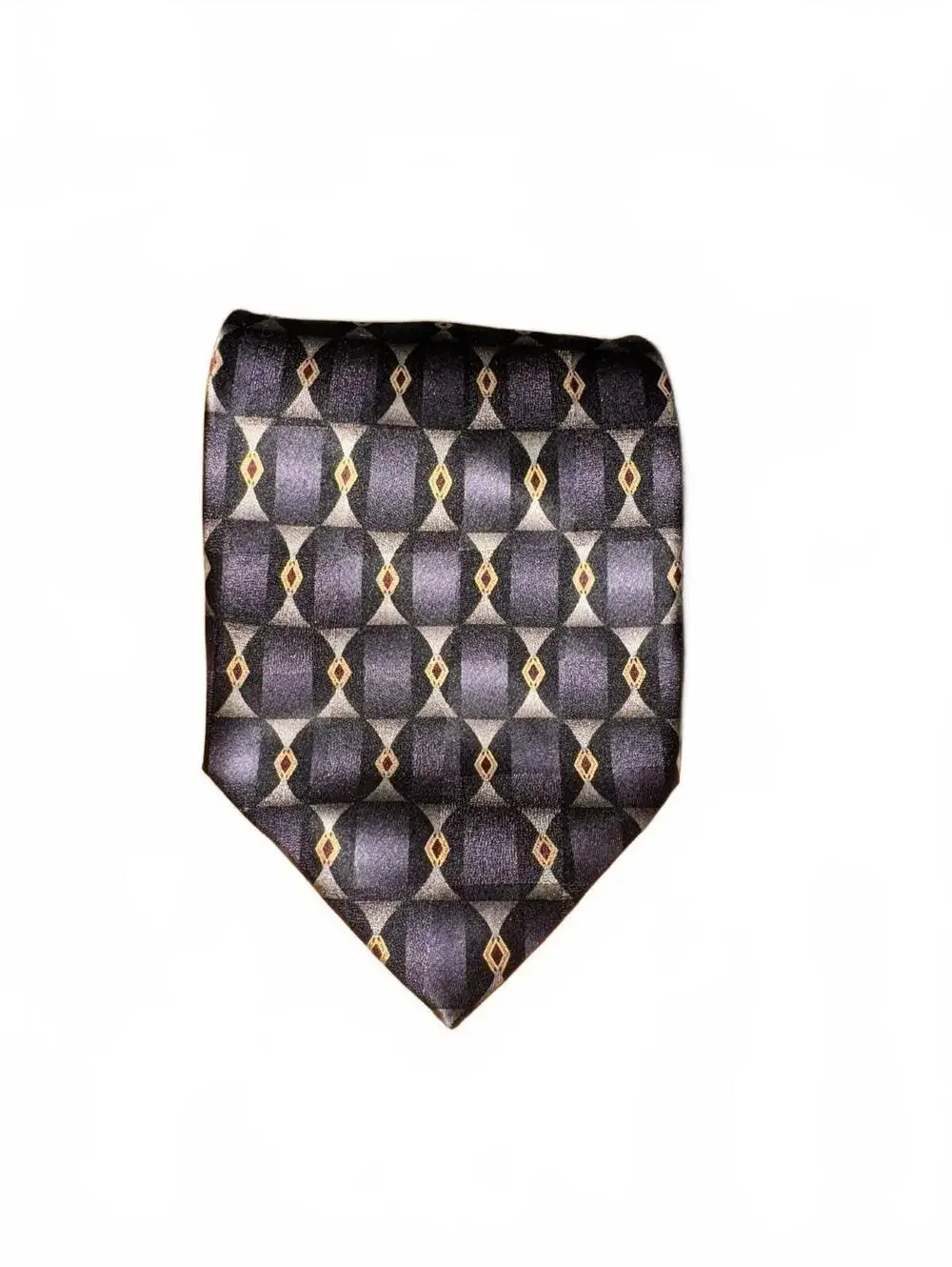 Facets geometric patterned 100% silk tie new with tags